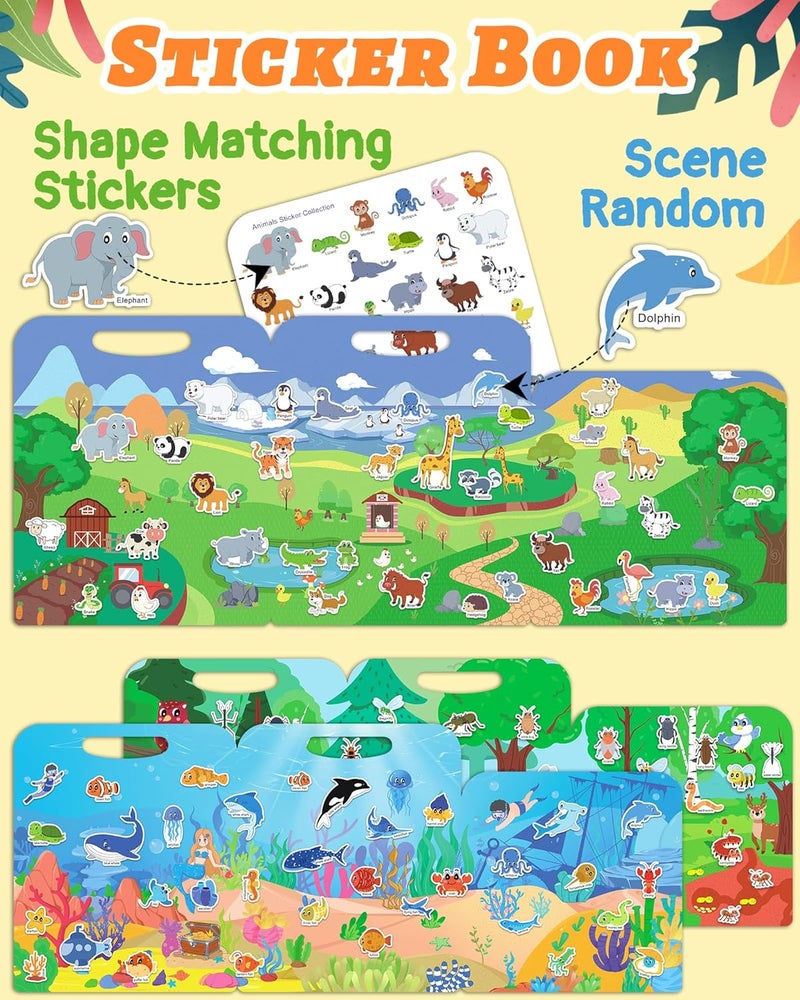 Benresive Reusable Sticker Books for Toddlers, 3 Sets Travel Stickers for Kids, Toddler Sticker Book, Crafts Activities for Toddlers, 3 and Up Birthday Gifts Travel Toys - Image 2